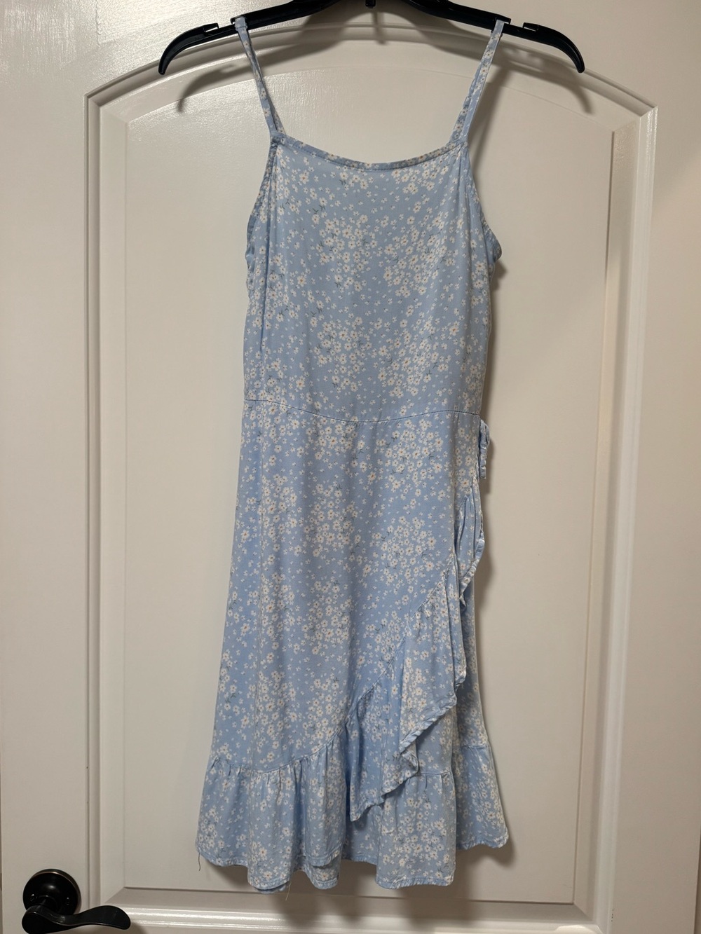 Girls art class Light Blue Daisy Wrap-Style Midi Dress